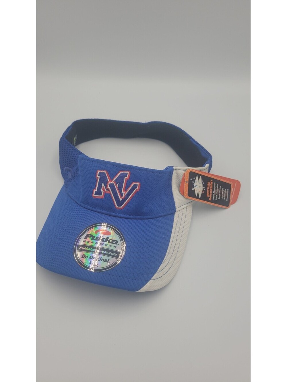 Pukka New Blue and White NV Sports Visor with Breathable Mesh and A-Flex Fit